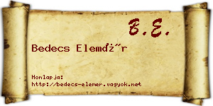 Bedecs Elemér névjegykártya